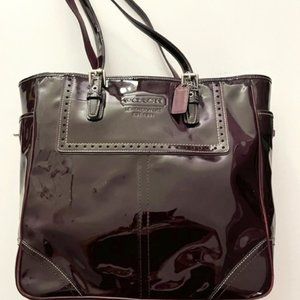 COACH Gallery Burgundy Patent Leather Wingtip Tote Purse G0773 - F11519